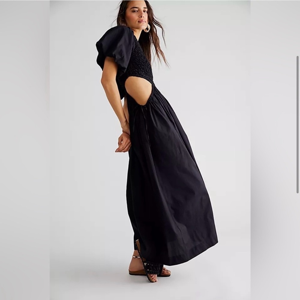 Elegant Black Cutout Midi Dress